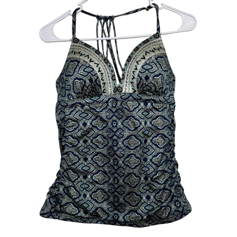Athleta Blue Multicolor Padded Swim Tank Top